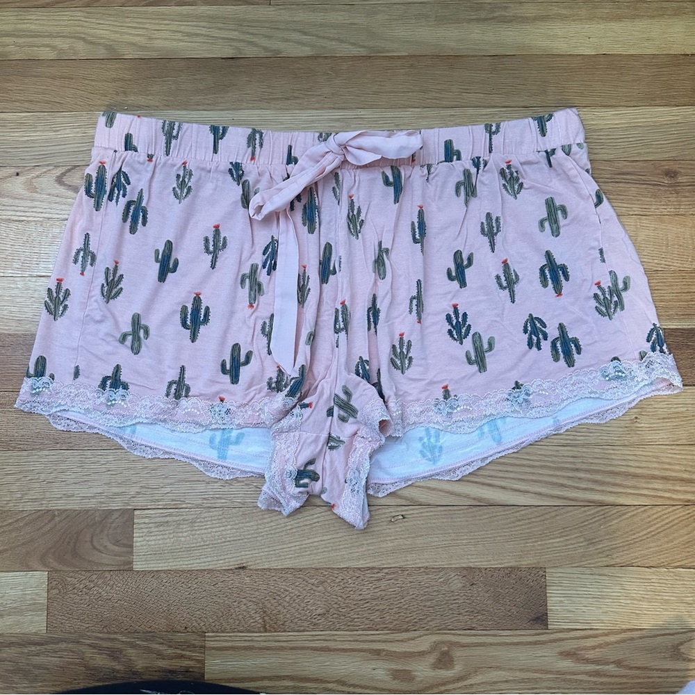 Torrid Pink Cactus Pajama Drawstring Shorts
